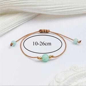 Mint Green Beaded Bracelet | Boho Adjustable Healing Stone Jewelry